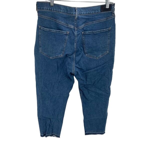 Express Womens Super High Rise Jeans Mom Button Fly Stretch 14 Regular Blue - Picture 2 of 11